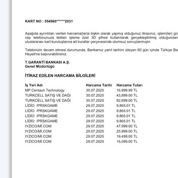 İzinsiz Kredi Kartı Harcaması Ve İptal Sorunu