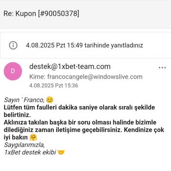 1xBet 36 Faul Yapılan Maçta 26.5 Üstü Bahsim Kayıp Sayıldı Müşteri Hizmetleri Yetersiz Kaldı