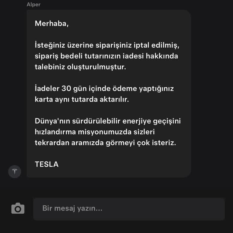 Tesla Sipariş İptali Sonrası 175000 TL İade Gecikmesi