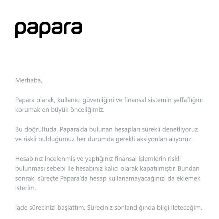 Papara Hesabım Keyfi Kapatıldı, 35.994 TL'me Ulaşamıyorum!