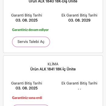 Garanti Uzatıldı Ancak İç Ünite İçin Sistemde Güncelleme Yapılmadı Mağdurum