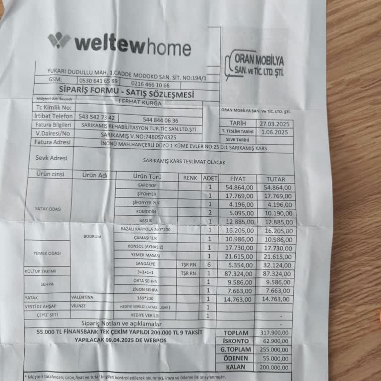 Eksik Mobilyalar Aylardır Teslim Edilmiyor İletişim Kuramıyorum