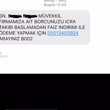 Müvekkil Firmamıza Ait Borcunuzu İcra Takibi SMS Bildirimi