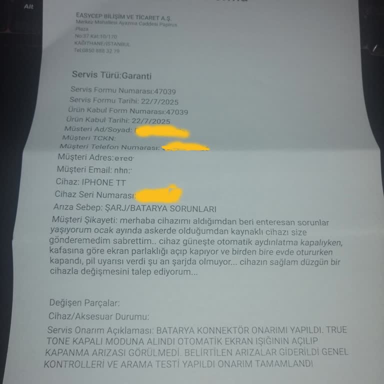 EasyCep Onarım Sonrası İphone 11 Hala Açılmıyor