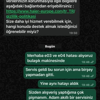 Haier Bulaşık Makinesi: E03 Hatası Ve Yetersiz Teknik Servis Deneyimi