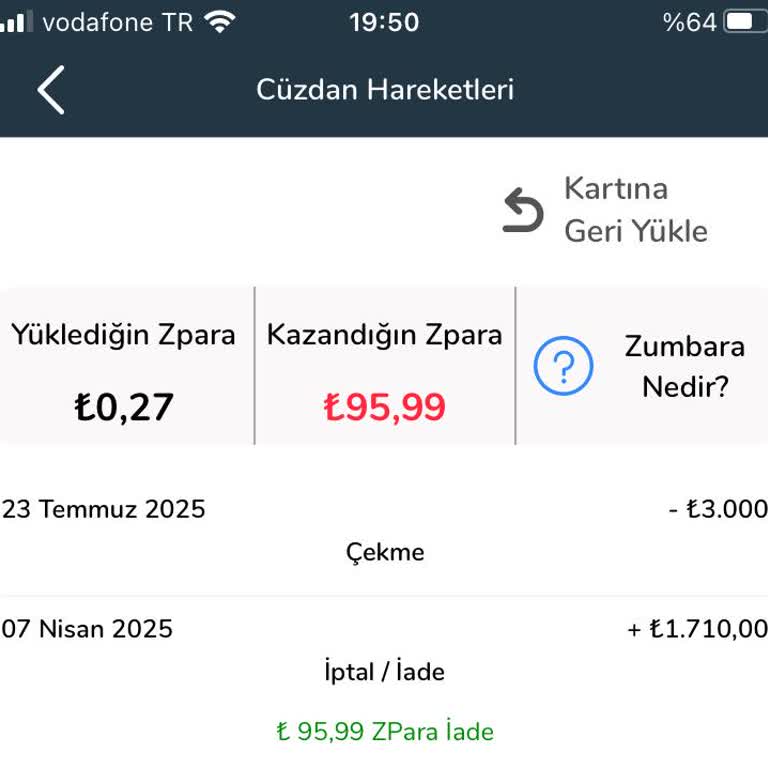 Yüklediğim Bakiyenin İadesi Hangi Karta Yapıldı Bilmiyorum