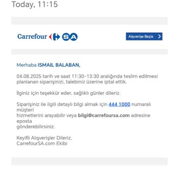 Carrefour SA Online Siparişlerinde Sürekli Stok Ve Teslimat Sorunları Yaşanıyor