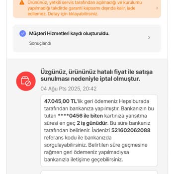 Fiyat Hatası Gerekçesiyle İptal Edilen Sipariş Nedeniyle Fırsat Kaybı Ve Mağduriyet