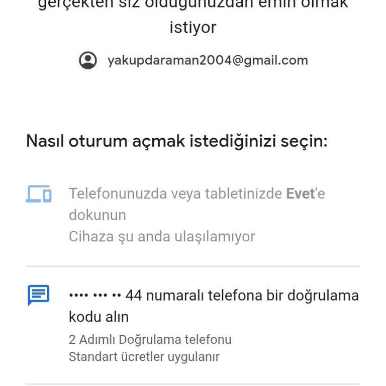 İki Adımlı Doğrulama Yüzünden Google Hesabıma Erişemiyorum
