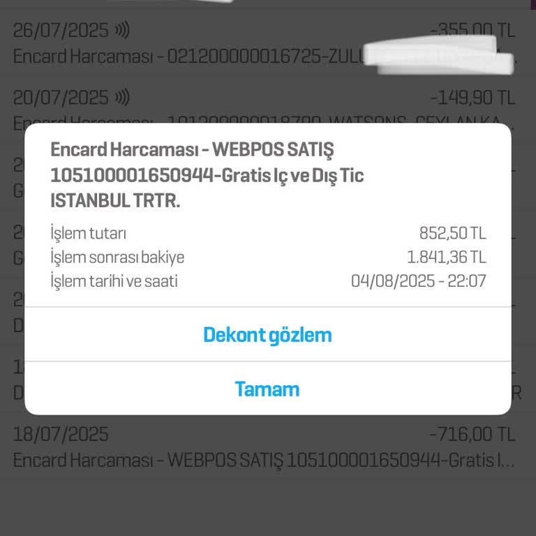 Gratis Uygulamasında Başarısız Ödeme Sonrası Para Çekildi, Sipariş Oluşmadı