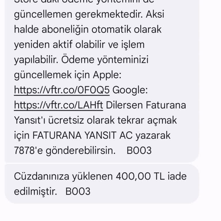 Vodafone Pay'de Hediye Kodlu Bakiye İadesi Sorunu Ve Yanıltıcı Bilgilendirme