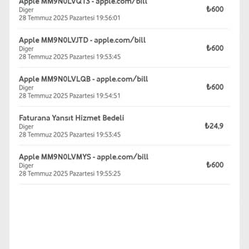 Apple.com Üzerinden Bilgim Dışında Yapılan Vodafone Ödemeleri Hakkında Mağduriyet