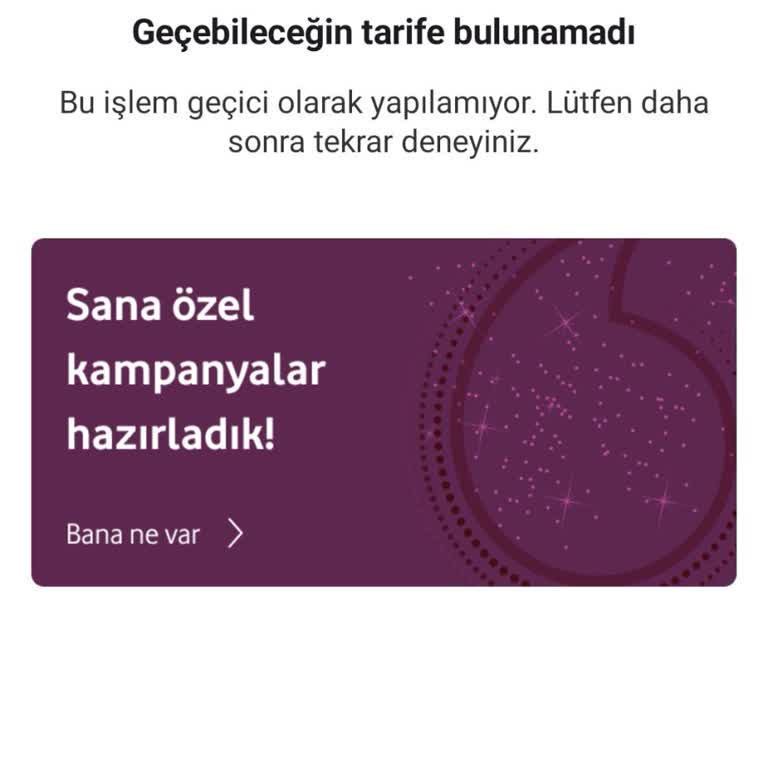 Vodafone Uygulamasında Faturalı Teklifler Görüntülenemiyor