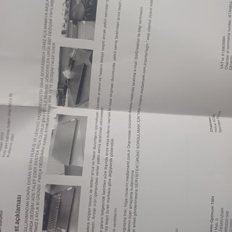 Lenovo Bilgisayarımın Ayıplı Olmasına Rağmen Değişim Ve İade Yapılmadı