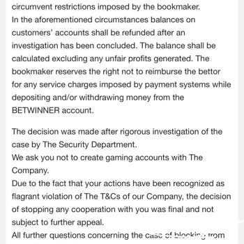 Betwinner's Unjust Account Closure - Refund