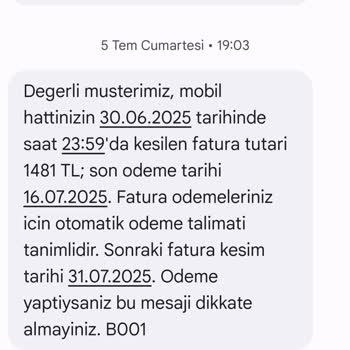 TeknosaCell Faturam Beklenenden Çok Yüksek Ve Borç Bildirimi Aldım