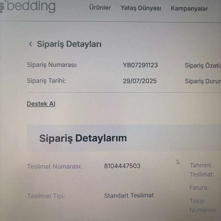 Sipariş Verilen Juno Yatak Zamanında Teslim Edilmedi, Müşteri Hizmetleri Sorunumu Çözmedi