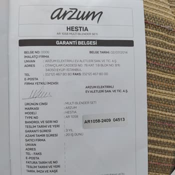Arzum Hestia Mutfak Robotunda Çırpma Başlığı Kısa Sürede Arızalandı, Garanti Dışı Bırakıldı