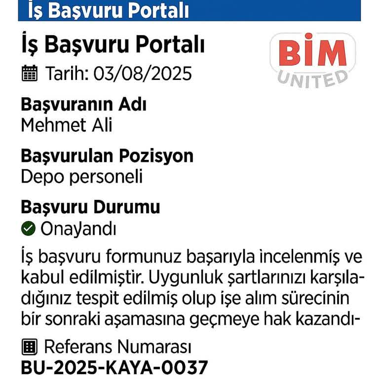 BİM Adı Kullanılarak Yapılan Sahte İş Başvurusu Hakkında Uyarı