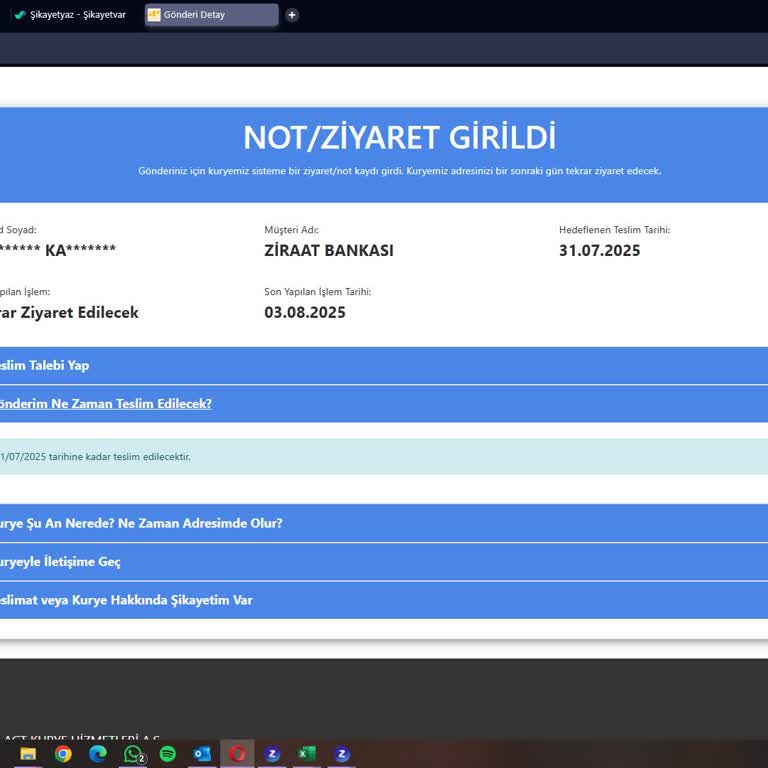 20 Gündür Teslim Edilmeyen Kart Ve AGT Kurye İle İletişimsizlik Mağduriyeti