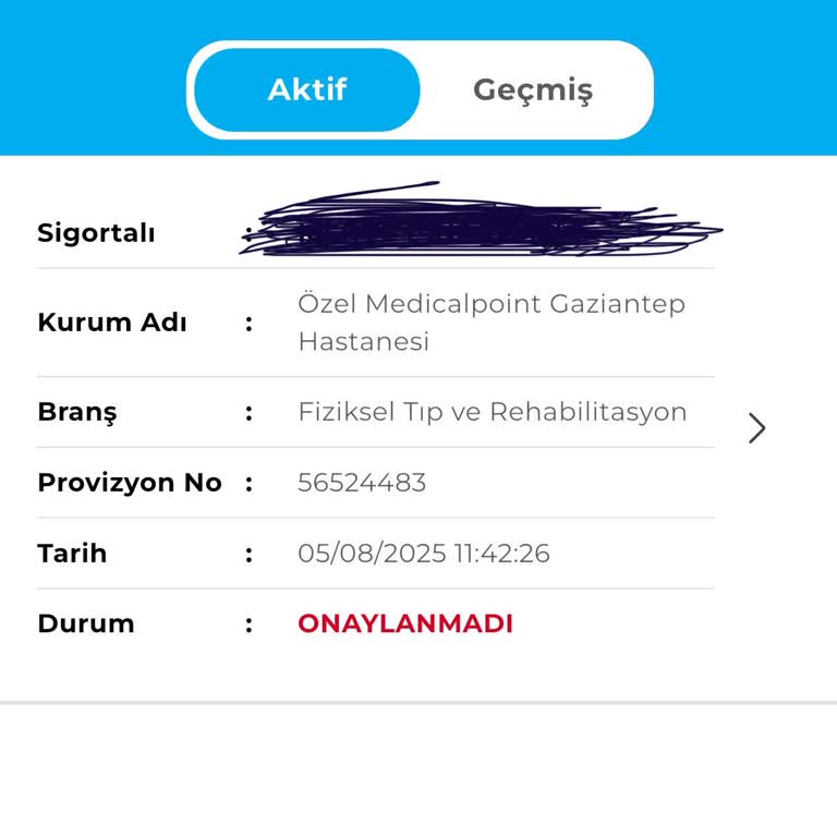 Medical Point Gaziantep Hastanesi'nde Provizyon Sorunu Ve Haksız Muafiyet Uygulaması Nedeniyle Mağduriyet