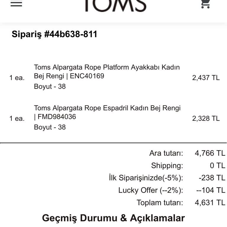 Tomsturkiyesonline Siparişim Teslim Edilmedi, Ödemenin İadesini Talep Ediyorum