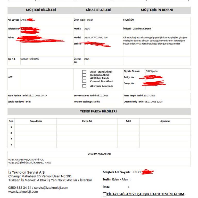 Garanti Bitince Ortaya Çıkan Arıza İçin Yüksek Tamir Ücreti Ve Çözüm Bulamama Mağduriyeti