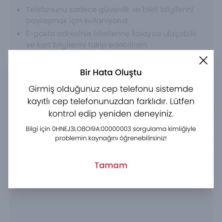 Başvuru Sırasında Telefon Numarası Uyuşmazlığı Nedeniyle İşlem Tamamlanamıyor