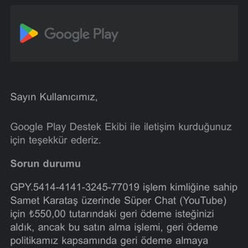 Youtube Canlı Yayın Bağışlarımın Çoğu İade Edilmedi Mağduriyetimin Giderilmesini İstiyorum