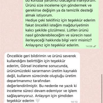 Kısa Sürede Sararan Çanta Ve Yetersiz Müşteri Desteği