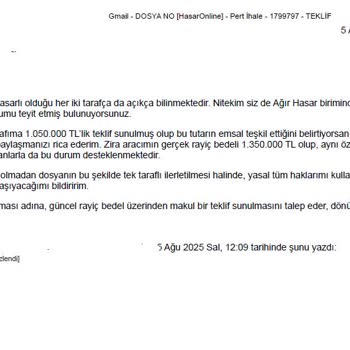 Neova Sigorta'nın Pert Bedeli Ve Onarım Sürecinde Yaşanan Mağduriyet