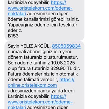Onayım Olmadan Oris Telekom'dan Fatura Ve Abonelik Mesajları Alıyorum