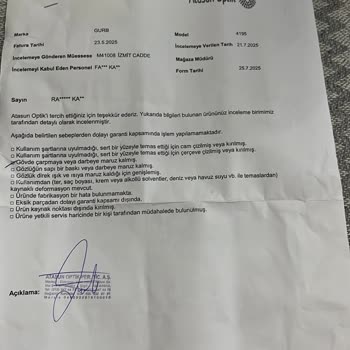 Kırılan Gözlük İçin Garanti Dışı Yanıt Ve İlgisizlik