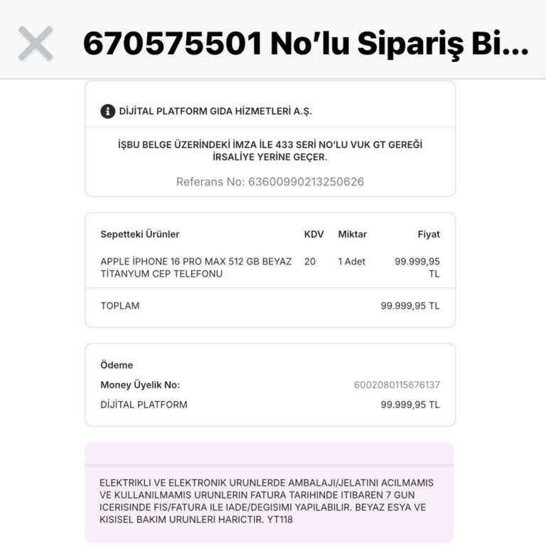 Migros Online Siparişlerimin Faturaları Tarafıma Ulaştırılmıyor