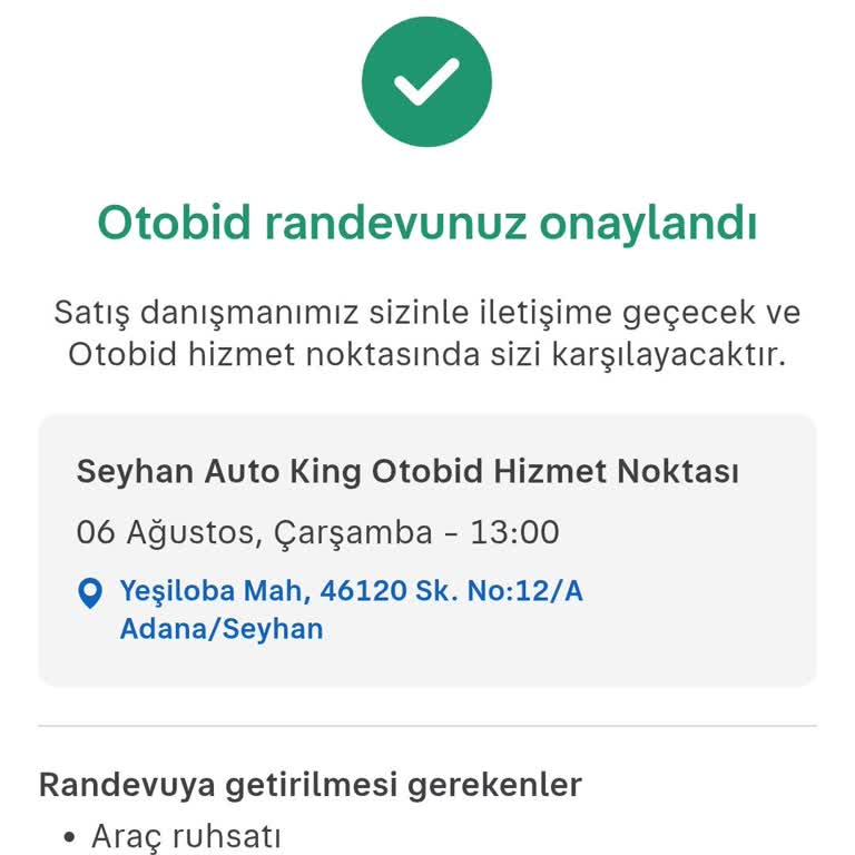 Otobid Randevu İptali Seçeneği Bulunmuyor