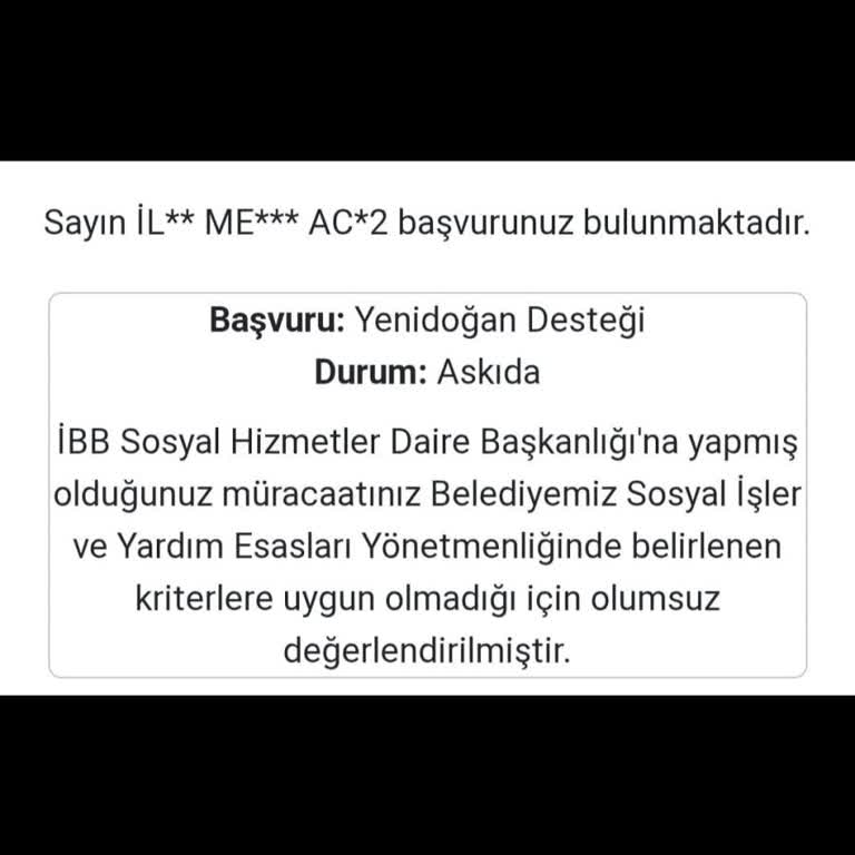 Yenidoğan Destek Paketi Başvurum Askıya Alındı, Mağdurum
