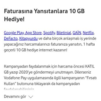 Vodafone 10 GB Hediye İnternetim Hala Tanımlanmadı Defalarca Aramama Rağmen Çözüm Yok