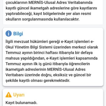 Adres Değişikliği Sonrası Okul Kayıt Sisteminde Yaşanan Sorunun Giderilmesini Talep Ediyorum