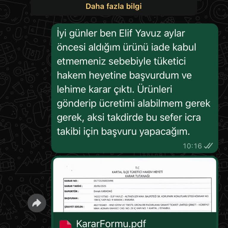 Hakem Heyeti Kararına Rağmen İade Yapılmıyor Mağduriyetim Sürüyor
