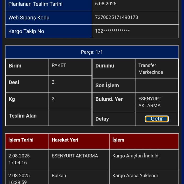 Kargom İstanbul Aktarma Şubesinde Bekletiliyor, Teslimat Gecikti Ve Bilgilendirme Yapılmadı