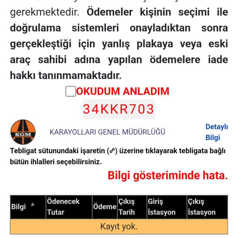 Otoyol Geçiş Ücreti Ödemesinde Sürekli Sistem Hatası Mağduriyeti