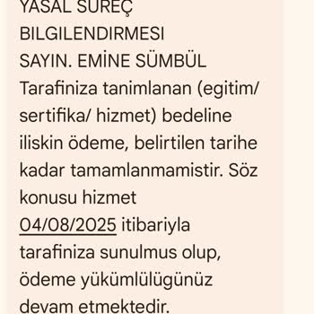 Kişisel Bilgilerimle İstenmeyen Eğitim Ücreti Talebi