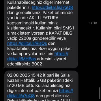 Turkcell'den İnternet Paketi Ve Şikayetlere Otomatik Yanıt Sorunu