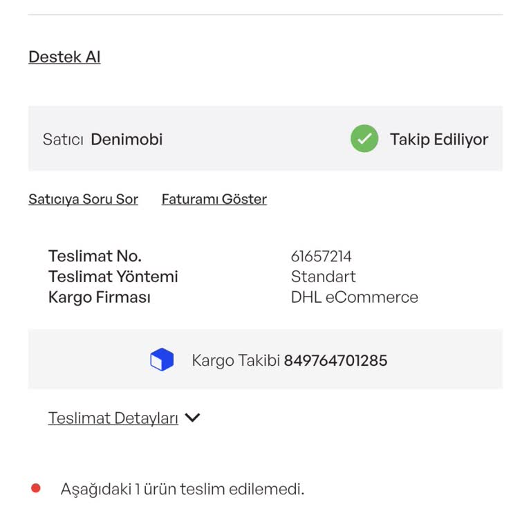 Sipariş Edilen Ürün Teslim Edilmedi, İade Süreci Tamamlanmadı