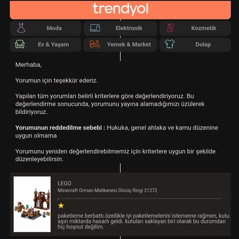Kötü Gelen Ürün İçin Düşük Puan Veremiyorum Değerlendirme Sisteminde Engellendim