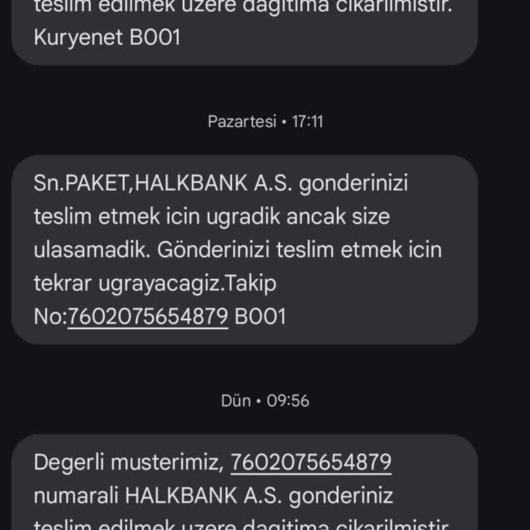 Teslim Edilmeyen Kredi Kartı İçin Yanıltıcı Dağıtım Mesajları Ve Mağduriyet