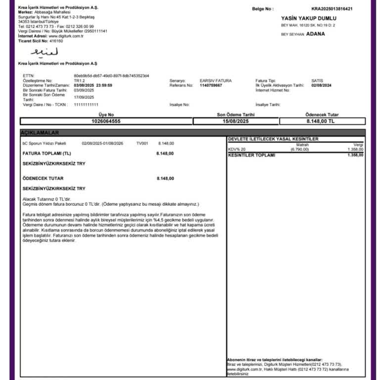 Adıma Açılan Yanlış Üyelik Ve Hatalı Fatura Mağduriyeti