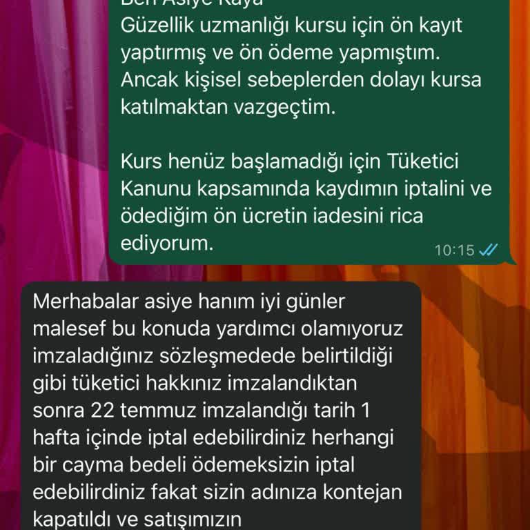 İade Talebime Olumsuz Yanıt Ve Tehditkar Mesaj Aldım