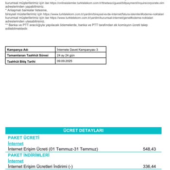 Faturama Bilgilendirme Yapılmadan Hizmet Kısıtlama Ücreti Yansıtıldı