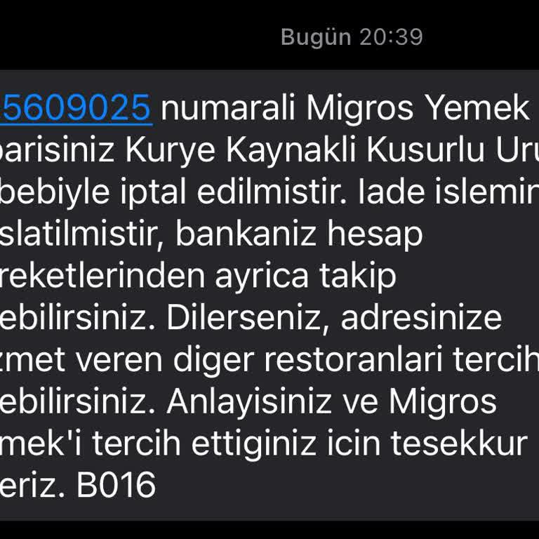 Migros Yemek'te Kupon Kullanımında Sürekli Sipariş İptali Ve Yetersiz Müşteri Hizmeti